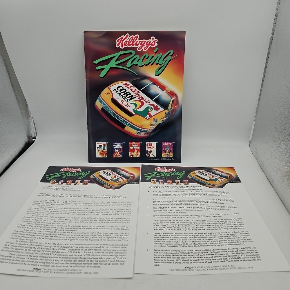 Vintage Nascar Press Kit Kellogg's Racing Terry Labonte Media Guide #5 1995